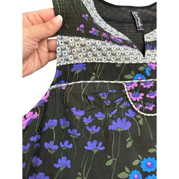 Free People Patchwork Flower Field Shift Dress Size 10 Preppy Hobo Boho Hippie - Picture 1 of 10
